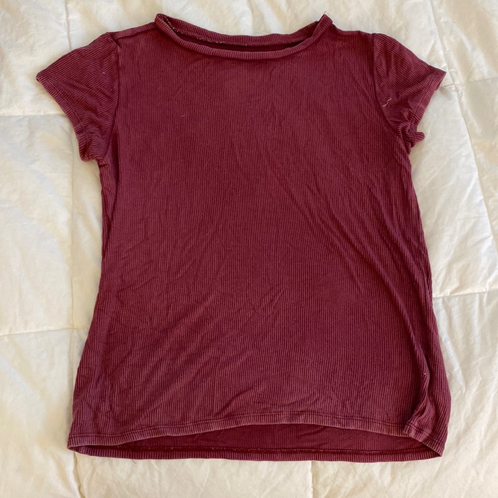 RED RIBBED SOFT TSHIRT